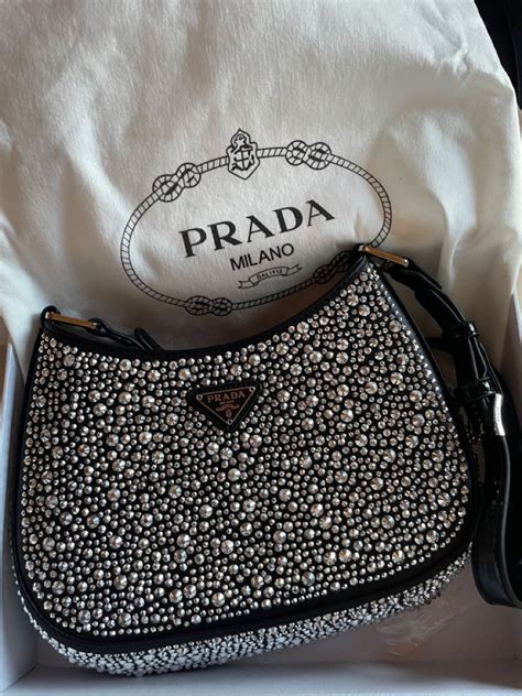 prada rhinestone bag purple|Prada black rhinestone bag.